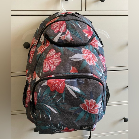 ROXY full size backpack, pink island floral 🌺 LIKE NEW. Book bag for college - Picture 1 of 7